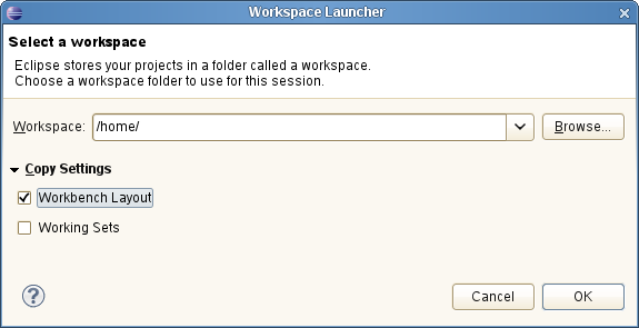 Choix du workspace Eclipse à utiliser au démarrage via un launcher interactif (Linux) /media/screenshots/screenshot-eclipse-workspaces.png